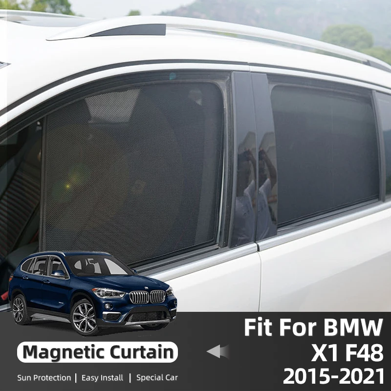 For BMW X1 F48 2015-2022 Magnetic Car Sun Curtain Anti UV Sunshade Mesh Car Foldable Side Window Sun Protection