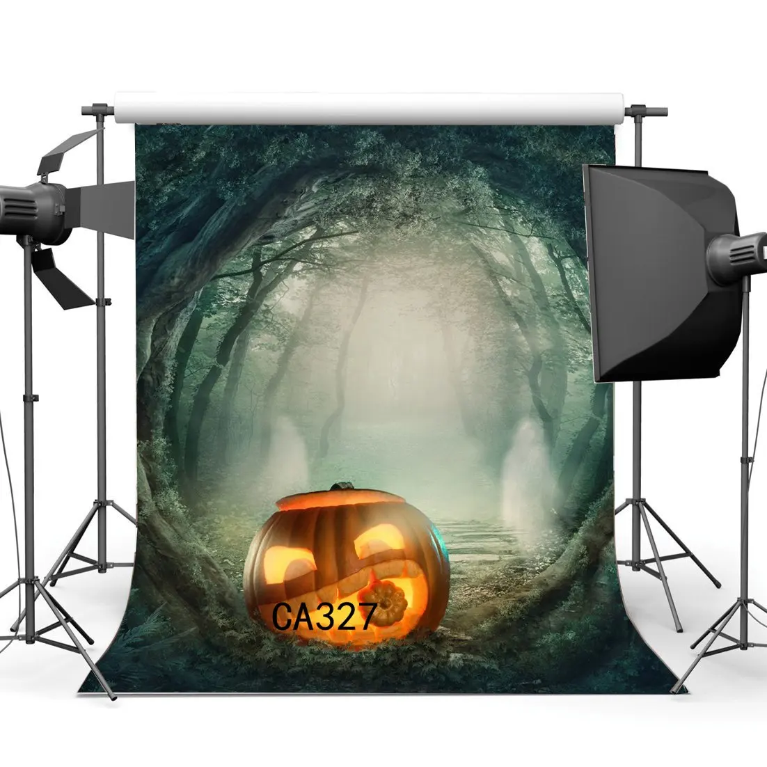 Фотофоны Хэллоуин ужас ночь Таинственный лес сцена Тыква бесшовный маскарадный