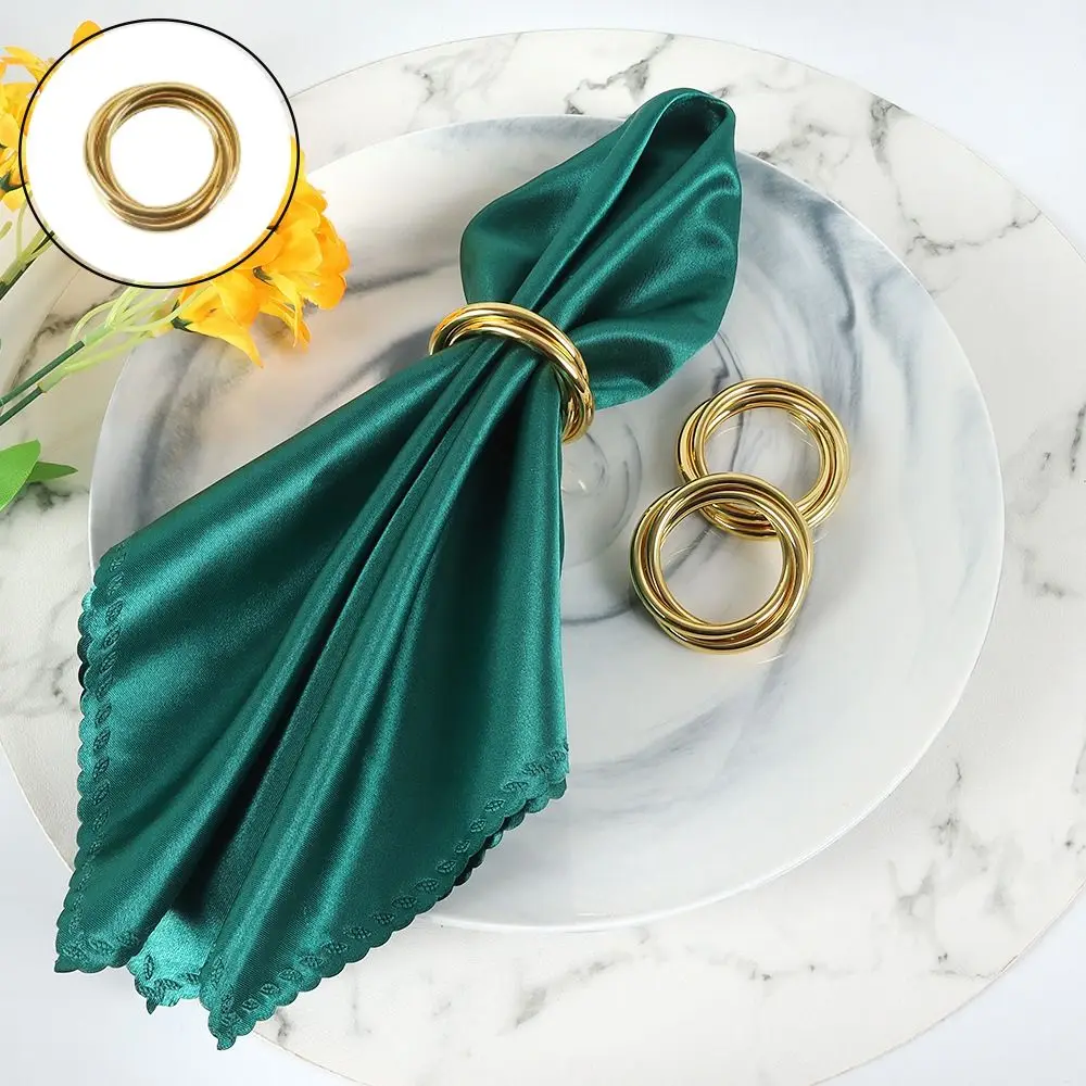 

Reusable Round Napkin Rings Gold Exquisite Creative Napkin Buckle Durable Simple Metal Napkin Rings for Weddings Family Dinners