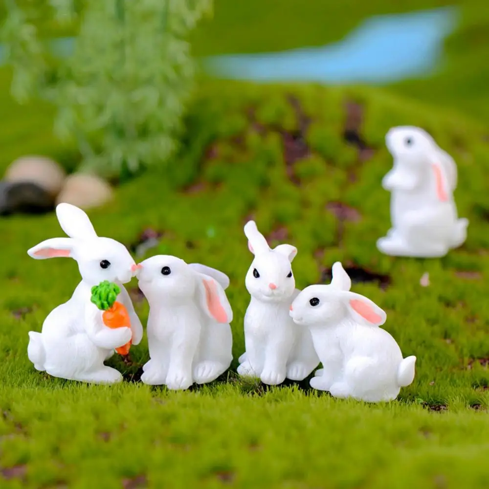 

8 Style Cute Resin Rabbits Decorations Miniatures Easter Mini Bunny Figurine Craft For Dollhouse DIY Fairy Garden Ornaments