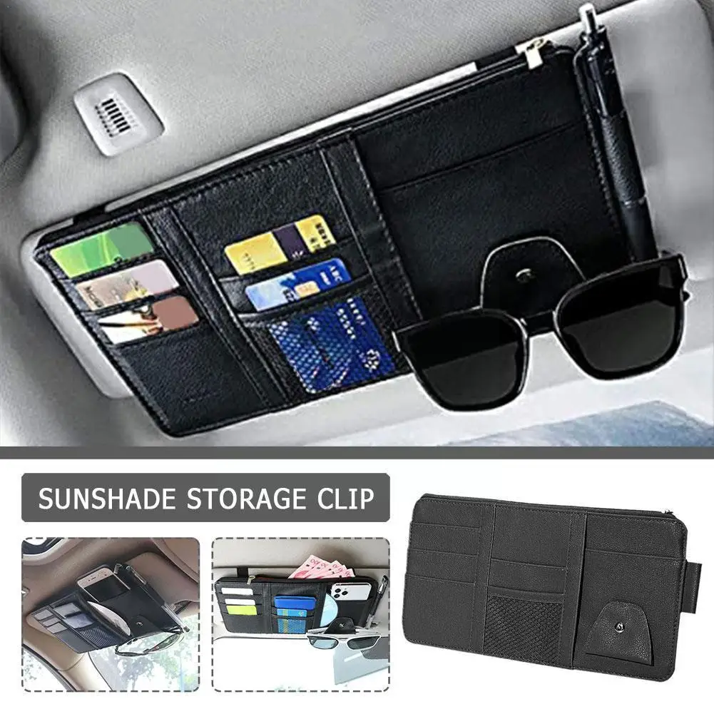 

Car Sun Visor Bill Pen Business Card Holder CD DVD Sunglasses Accessories Car Clip Storage Organizer Stowing Box Tidying E8M1