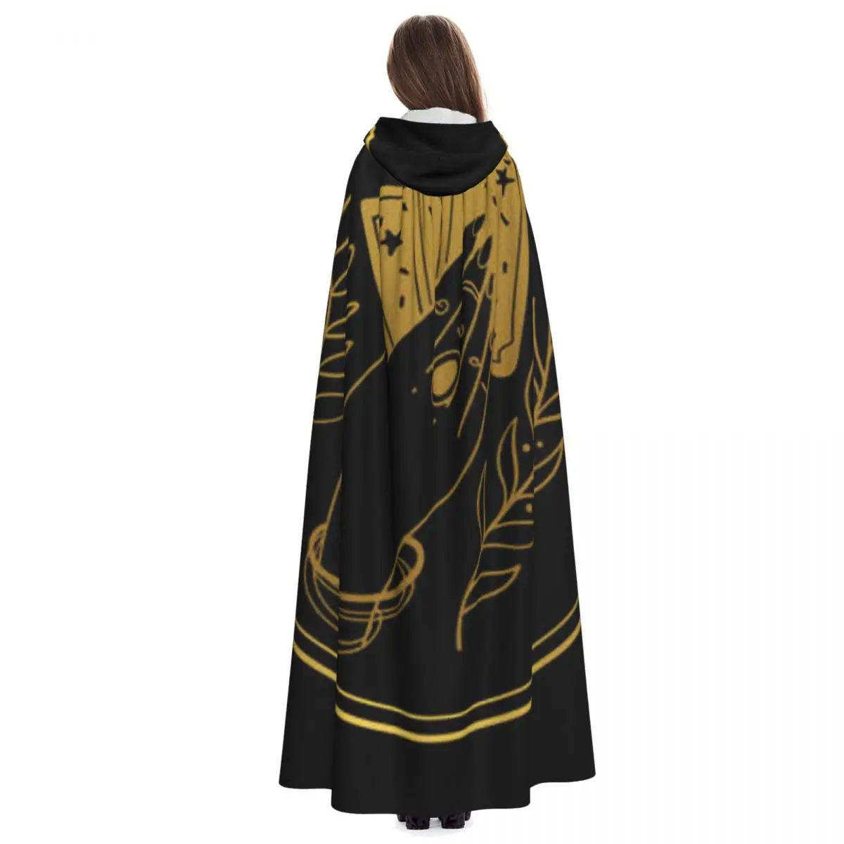 Длинная накидка-плащ женская накидка с капюшоном в виде карты Таро пальто