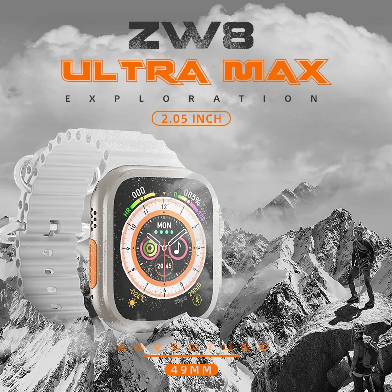 

ZW8 Ultra MAX Smart Watch IP67 Waterproof Heart Rate Sleep Monitor Multiple Sport Bluetooth Call Smartwatch for Apple Watch H11