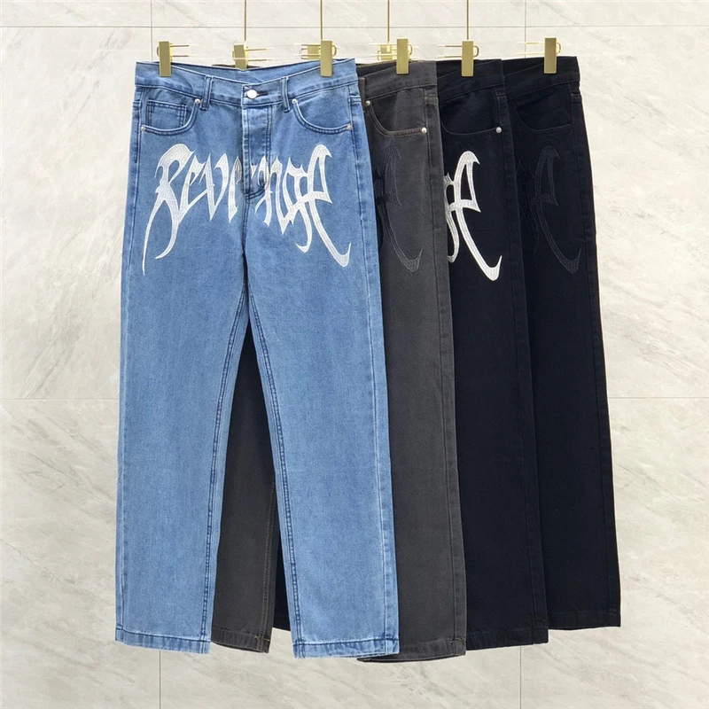 

XXXtentacion Embroidery Revenge Fashion Jeans Men 1:1 Top Quality Casual Tie Dye Women Hip Hop Jean Pants Inside Tag