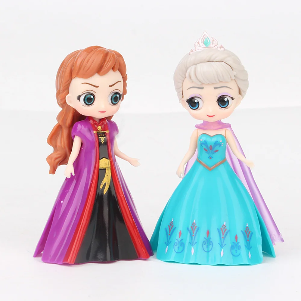 18Pcs/Set Disney Princess Frozen Elsa Queen Anna Tinker Bell Jasmine Change Clothes Figures PVC Action Model Toys Doll Gifts - купить по