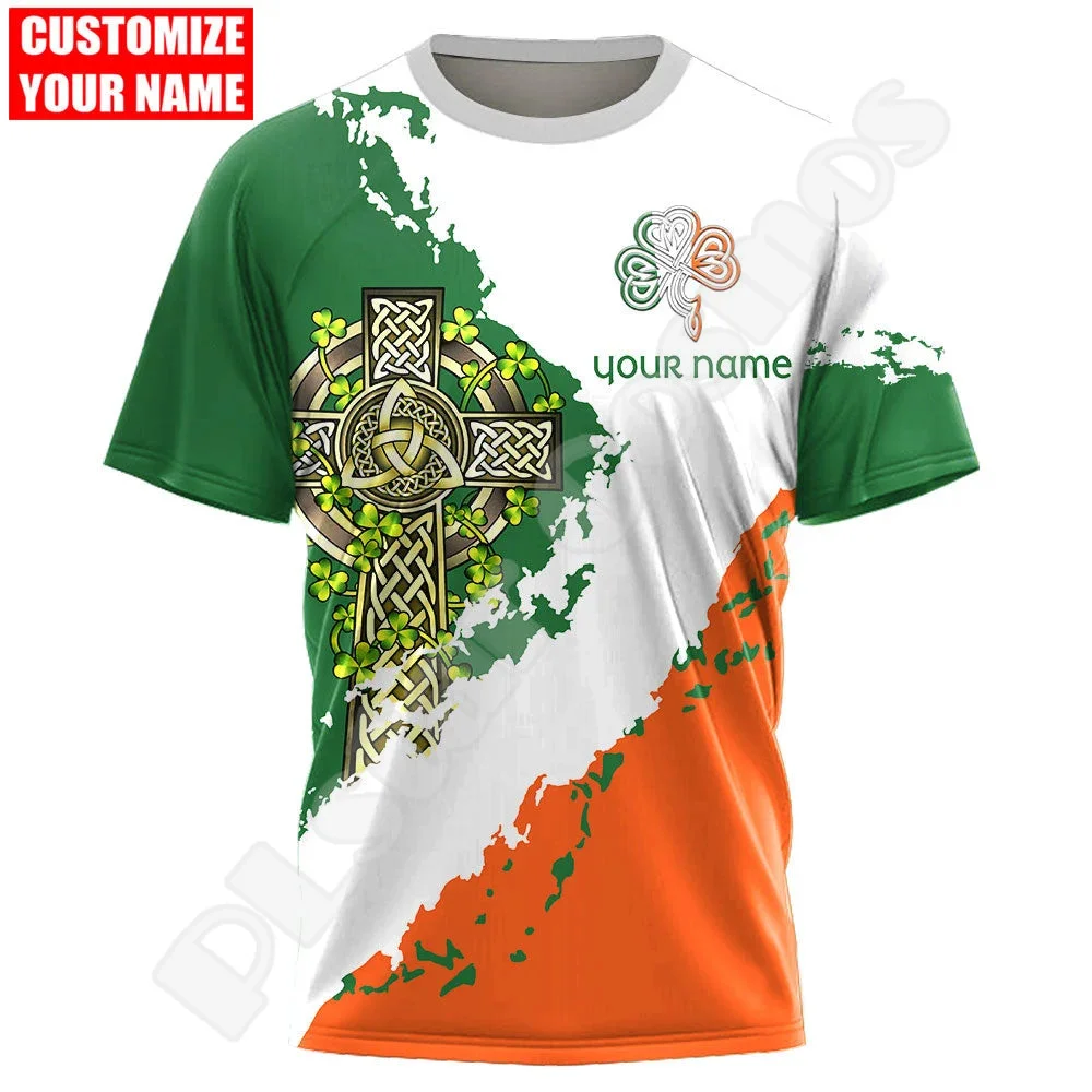 Футболка с принтом в виде флага страны Ирландии клевера ирландской татуировки