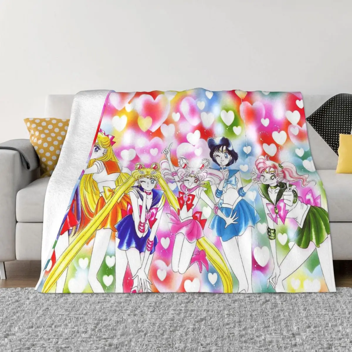 

Moon Girl Anime Blankets Flannel Spring Autumn Portable Lightweight Thin Throw Blanket for Bed Outdoor Quilt