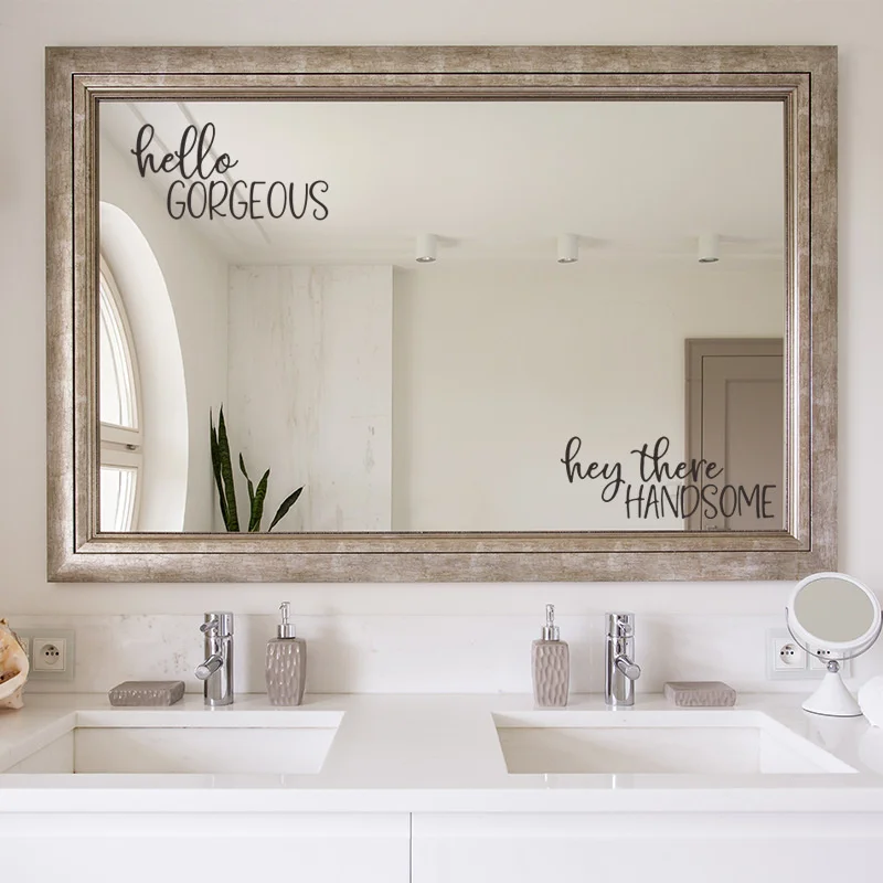 

New Ins Modern English Slogan Home Decoration Hot Sale 2022 Hello Golden Hey There Handy Simple Washing Room Decor Wall Sticker