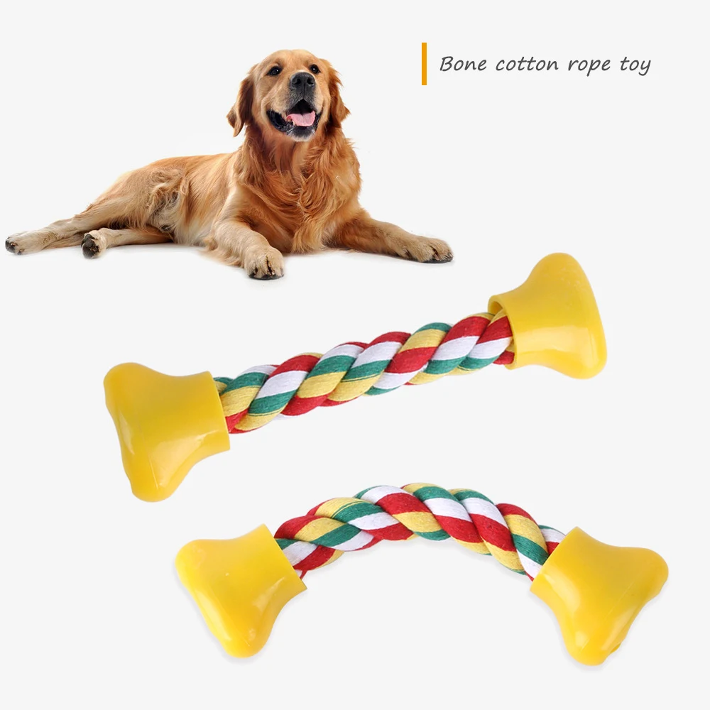 

1pc Pet Dog Hemp Rope Bone Chew Toy Labrador Training Interactive Molar Teeth Bite-Resistant Teeth Cleaning Toy Pet Dog Supplies