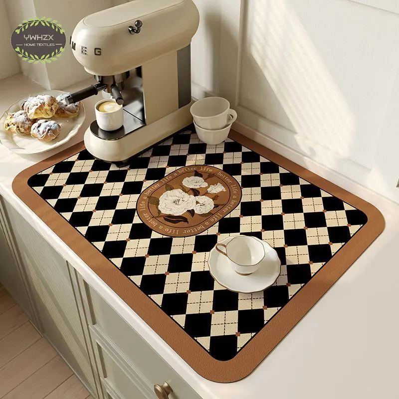 

Super Absorbent Antiskid Kitchen Tableware Absorbent Draining Mats Coffee Dish Drying Mat Quick Dry Bathroom Rubber Drain Pad