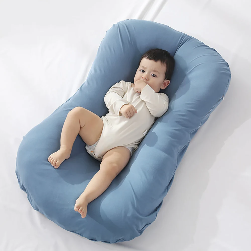 

Baby Nest Bed Portable Children'S Cradle For Boys Girls Breathable Travel Bed Blue Infant Bassinet Bumper Newborn Baby Crib