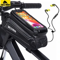 wild man bicycle frame bag bike bag front rainproof touch screen cycling phone bag 6 7 inch mobile phone case bike accessories
