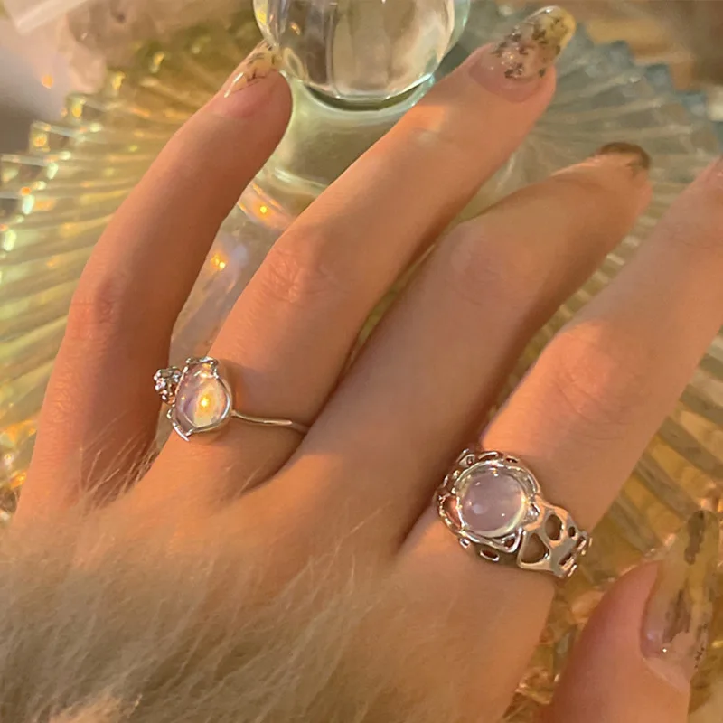 

Vintage Opal Irregular Ring for Women Ins Metal Hollow Open Adjustable Rings Trendy Jewelry Gift Accessories 2022 New