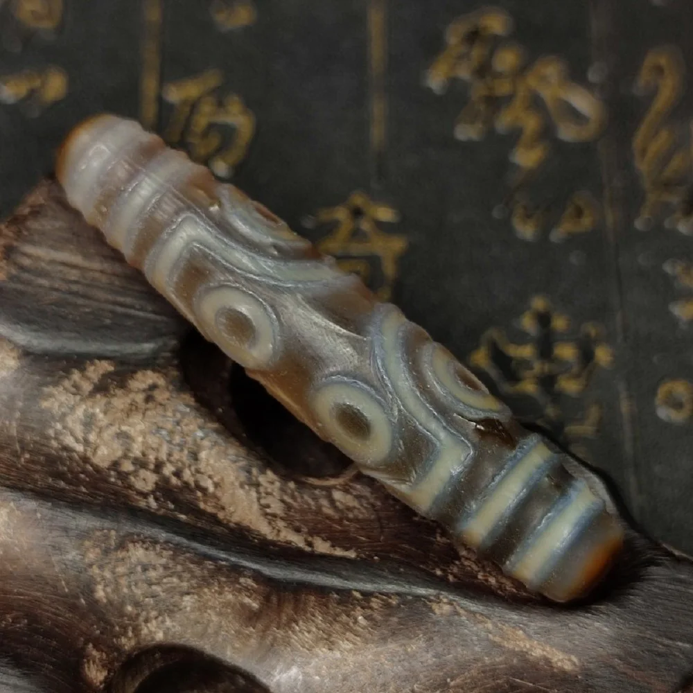 

Tibet Permeation Etched Dzi Natural Agate 7-Eye Tianzhu Ethnic Style Necklace Pendant Collar Chain DIY Accessories