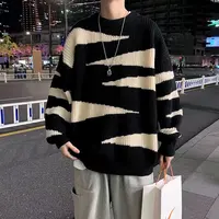 Korean Style Ins All-match Vintage Sweater Pullovers Men College Couples Patchwork Design Fashion Casual Spring New Soft Loose