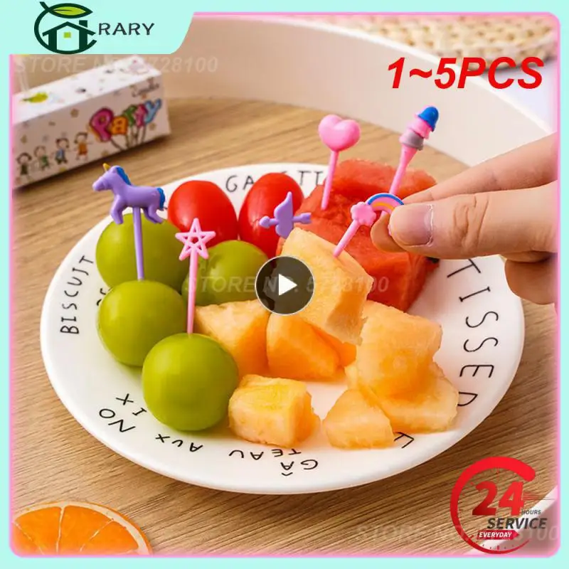 

1~5PCS Mini Food Fruit Fork Set Kid Cute Bento Box Decor Dessert Forks Cartoon Toothpick Cake Dessert Party Supply