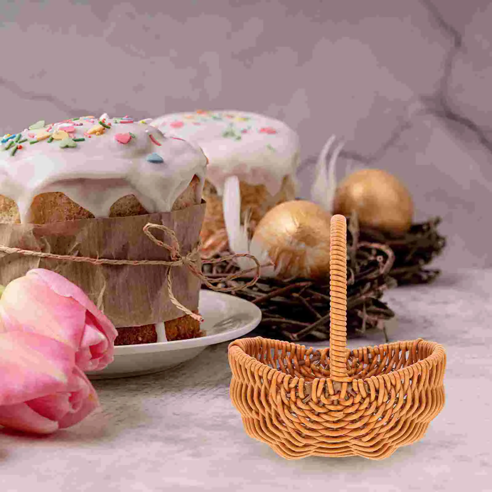 

Flower Basket Gift Storage Basket Simulated Rattan Basket Woven Storage Basket