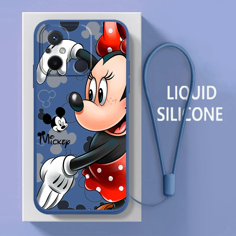 

Mickey Mouse Cute For Xiaomi Redmi 12C 11 Prime A1 10 10X 9 9A 9T 9AT 8 K50 Gaming Pro 4G 5G Liquid Rope Phone Case Coque Capa