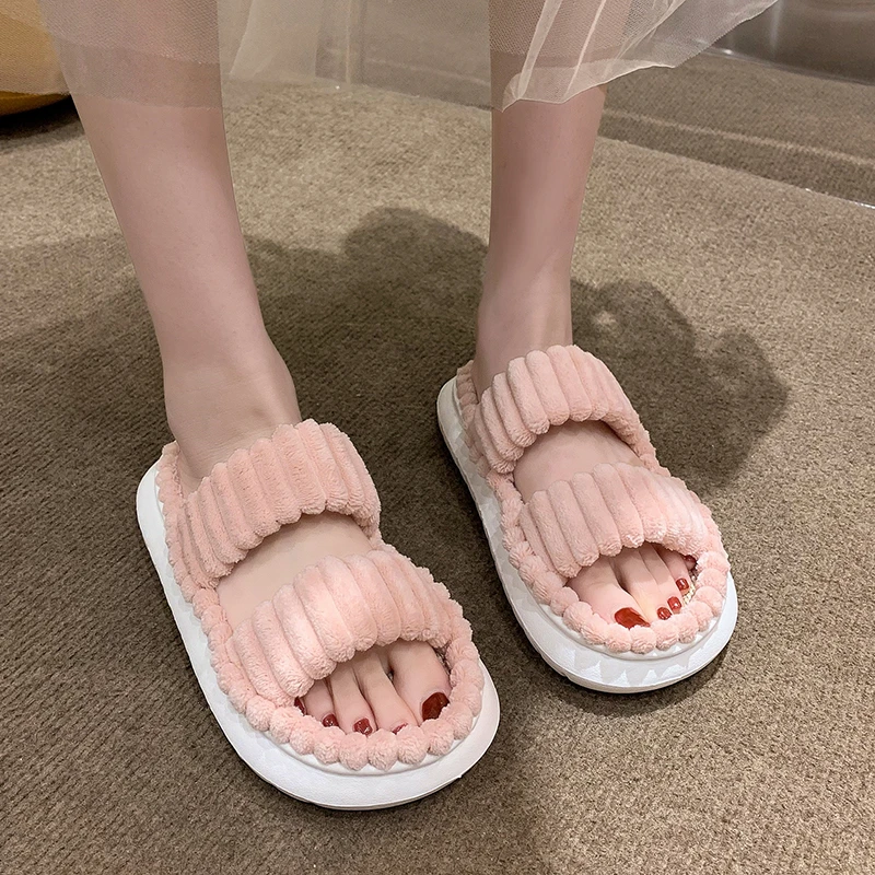Women Double Strap Outdoor Flat Sandals Smiple Leisure Open Toe Sweet Lovely Beach Slides Summer Platform Soft Comfy Linen Shoes