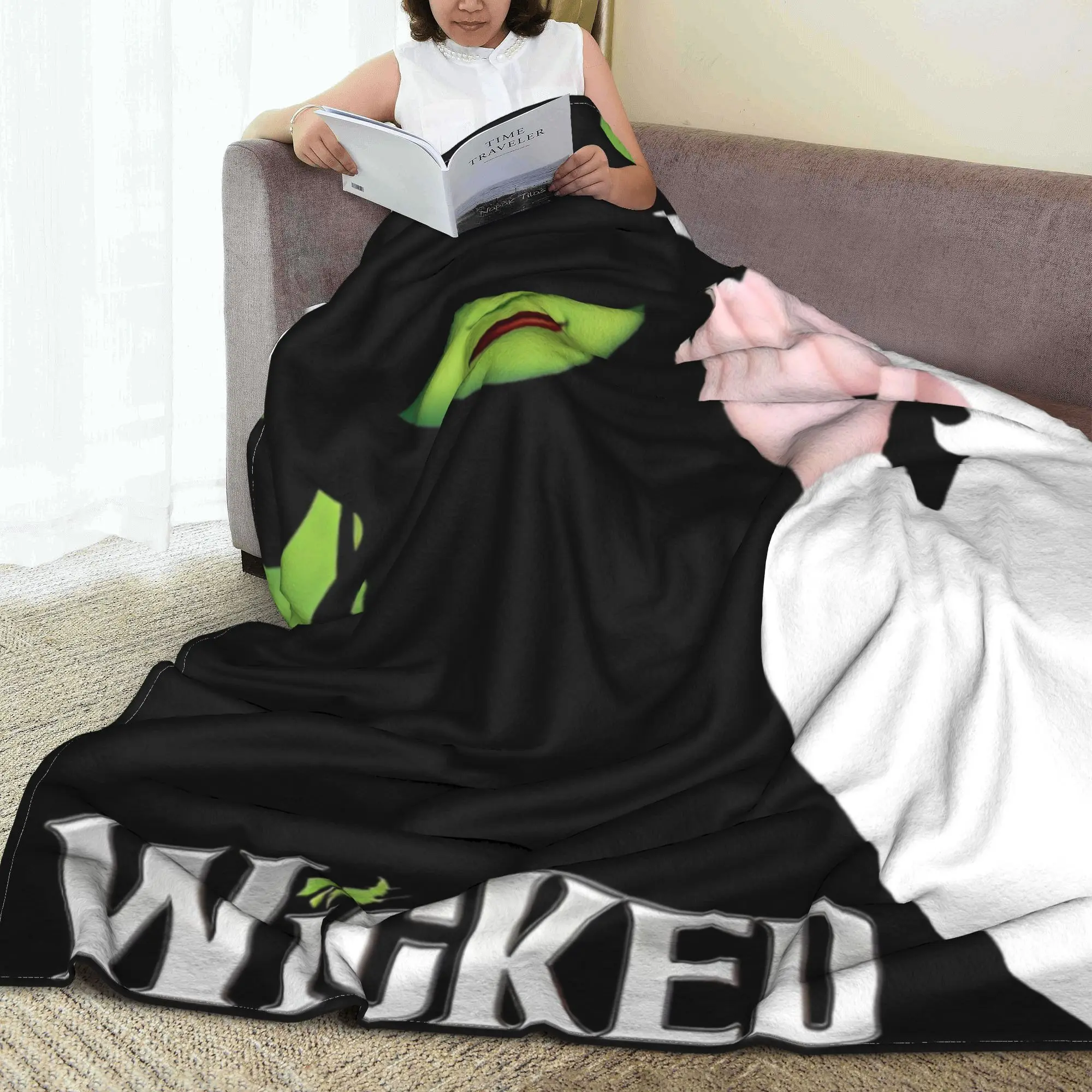 Тональное вязаное одеяло Wicked Elphaba &amp Glinda фланелевое с волшебным фильмом мягкое