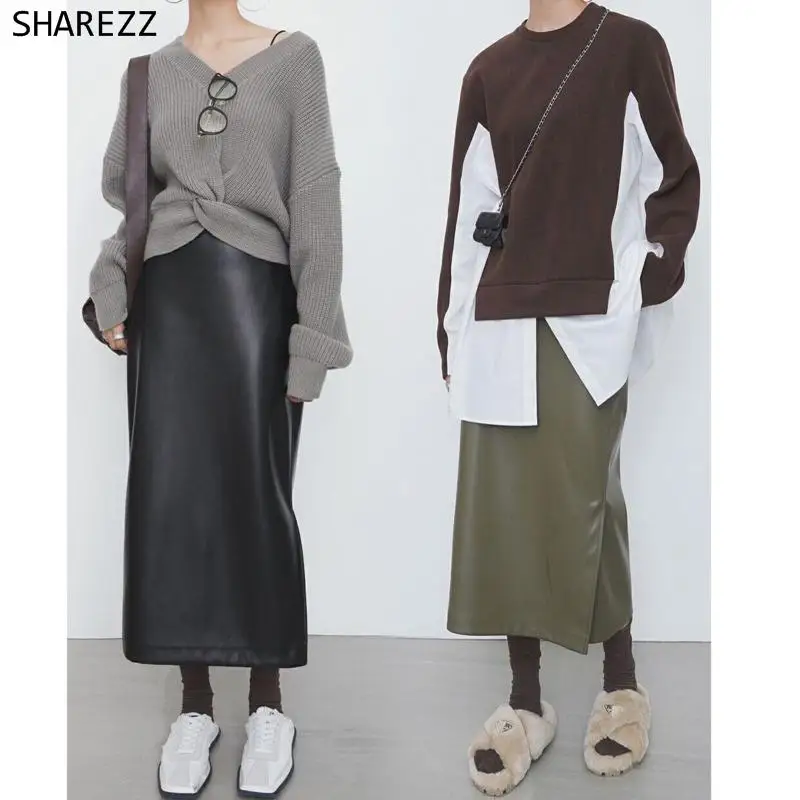 

2022 New High-waisted Long Y2k Pu Leather Skirt Black Korean Fashion Gothic Clothes E Girl Skirts For Women Casual Rock Ladies