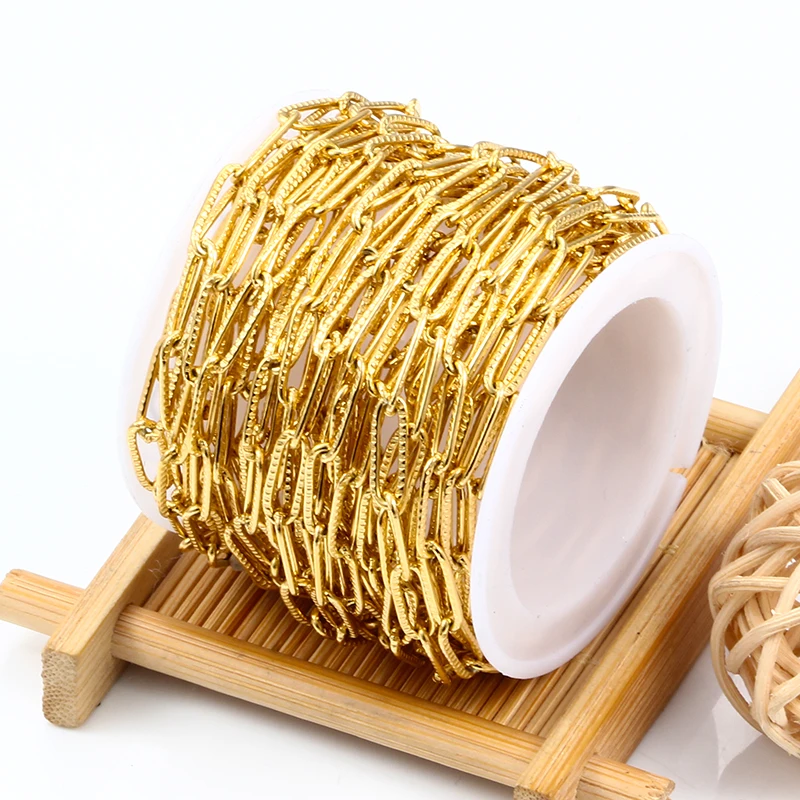 Stainless Steel Pressing Mark Close Chains Plated 18K Gold Jewelry Making Supplies  DIY Necklace Bracelet Fashion Accessories