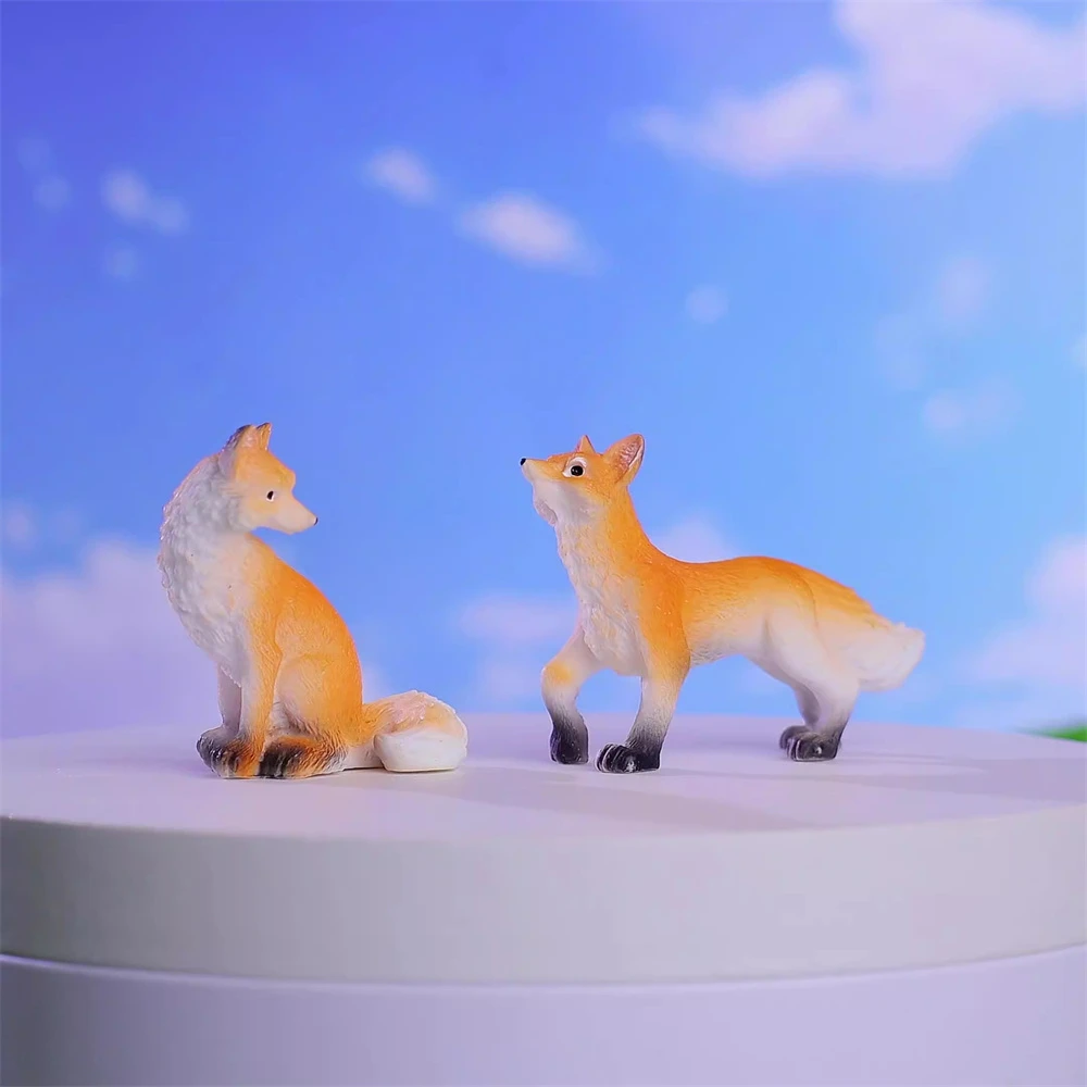 Маленькие симпатичные Мохи реалистичные скульптуры лисы из смолы миниатюрные