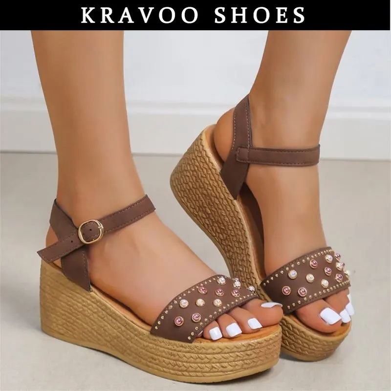 

KRAVOO Platform Sandals 2023 Fashion Summer Women Strap Gladiator Sandal Wedges Shoes Casual Woman Peep Toe Espadrille Femme