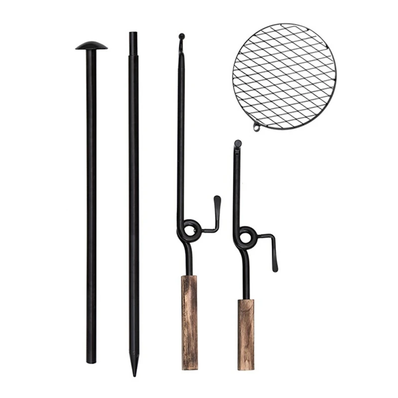 

HOT-Fire Pit Grill,Adjustable Swivel Campfire Grill Heavy Duty BBQ Steel Grate, Over Fire Camping Grill For Outdoor Barbecue