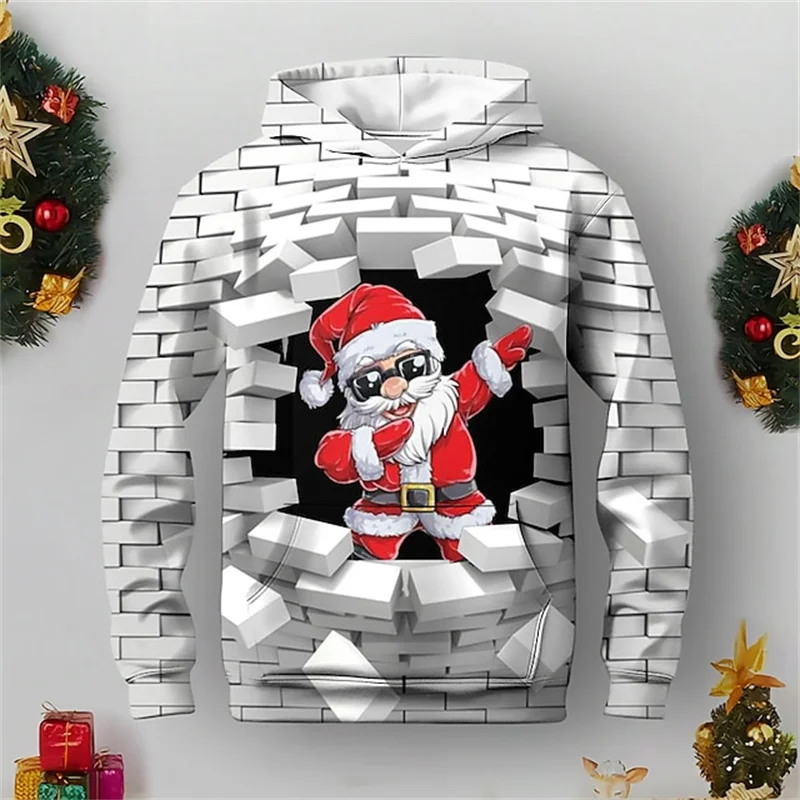 

Funny 3D Santa Claus Xmas Printing Hoodies Father Christmas Graphic Pullovers Kid Fashion Cute Sweatshirts Winter Hoodie Clothes