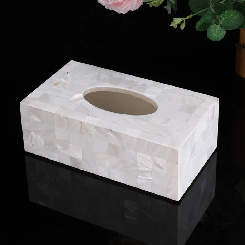 

European Shell Series Resin Tissue Box Home Decor Storage Living Room Coffee Table Napkin Tray Hotel Paper Towel Storage Box