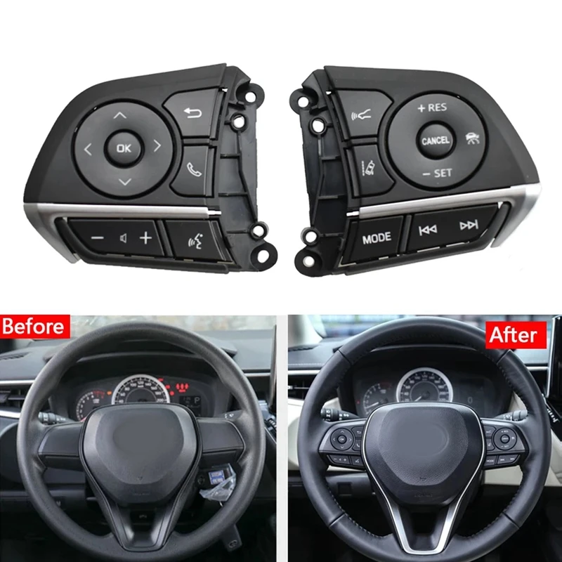 

Car Multi-Function Steering Wheel Button Switch Cruise Control Switch for Toyota Avalon 2018-2021 RAV4 Corolla 2019-2021