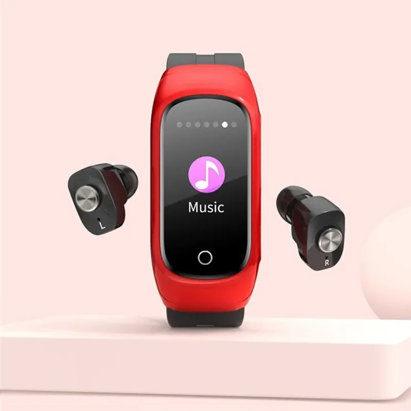 

New N8 Sport Wireless Bluetooth Earphone and Smart Bracelet 2 in 1 TWS Bluetooth 5.0 Headset Heart Rate Blood Pressure Fitness