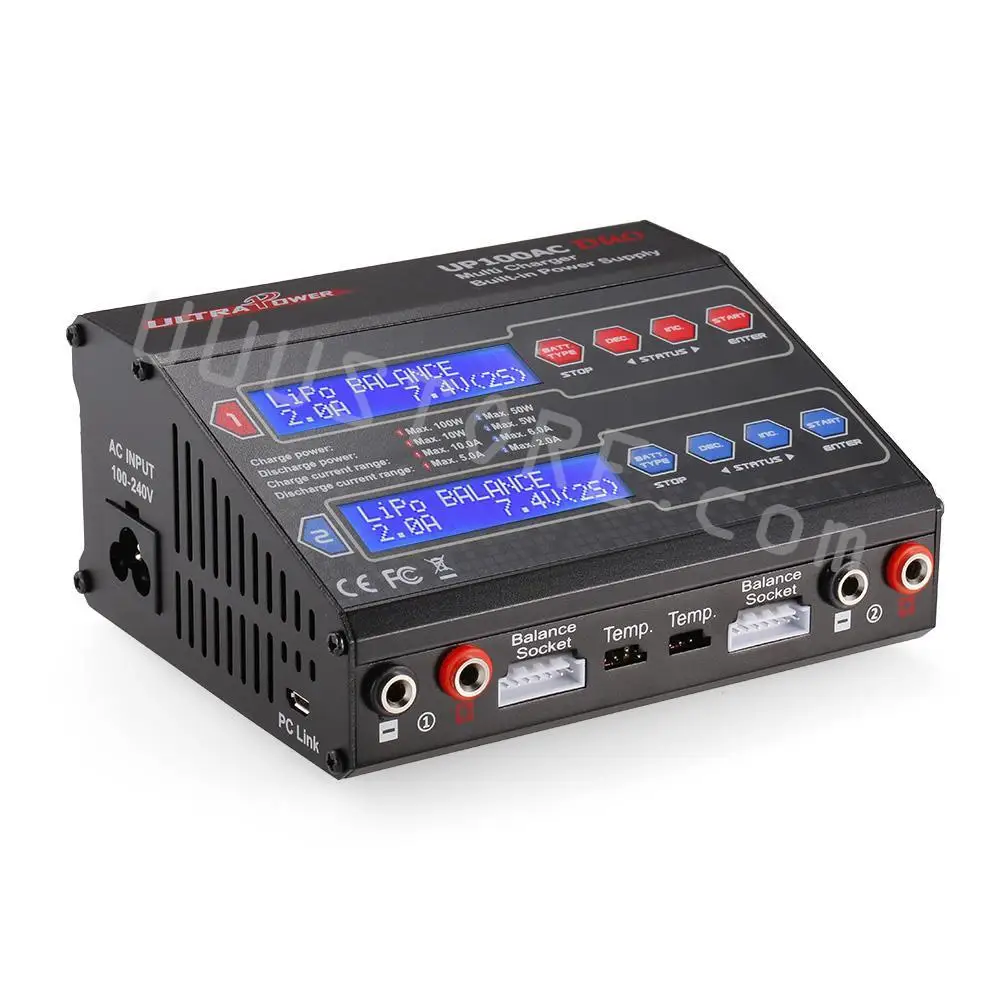 

Зарядное устройство ультра Power UP100AC DUO 100 Вт с двойным аккумулятором, зарядное устройство Dis, встроенный источник питания для радиоуправляемого дрона, квадрокоптера, модели игрушек