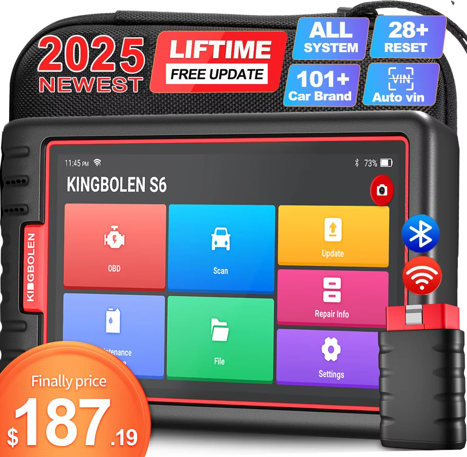 KINGBOLEN S6 OBD2 сканер профессиональная полная система диагностический инструмент