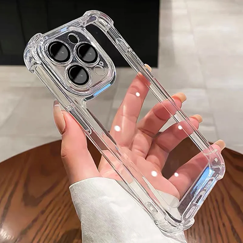 

Luxury Shockproof Clear Transparent Case For iPhone 14 13 12 11 Pro Max Plus XR XS X Silicone Bumper Hard Back Cover Cases