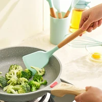 silicone kitchen utensils resistant to high temperature non stick panwooden handle kitchen accessories cooking tools