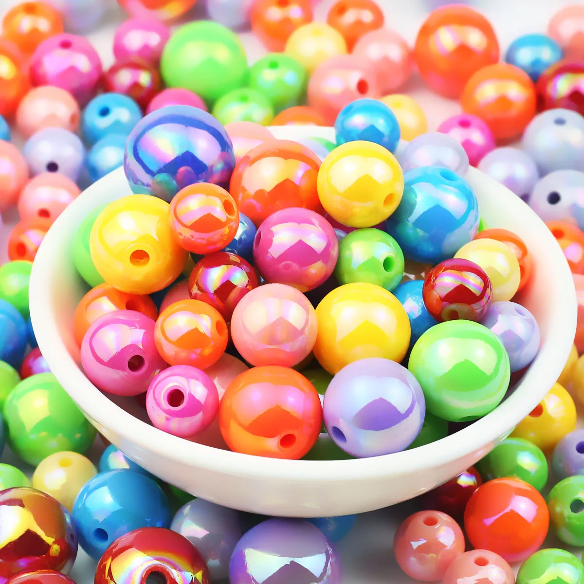 Многоцветные акриловые гладкие шариковые бусины CCB круглые разделители