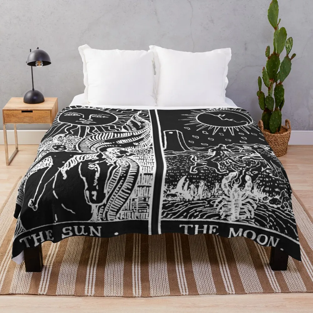 

The Sun and Moon Tarot Cards | Pearl & Obsidian Throw Blanket Sofa blanket double plush blanket