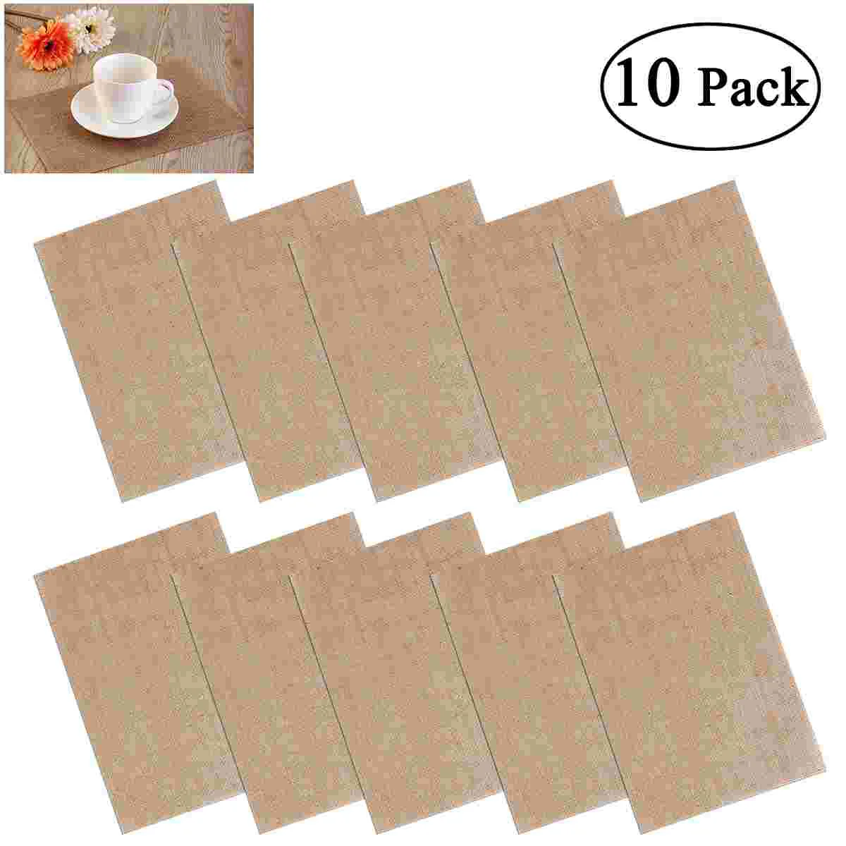 

NUOLUX 10pcs Hessian Burlap Coasters Table Mats Place Mats Rustic Wedding Table Decoration (Brown)