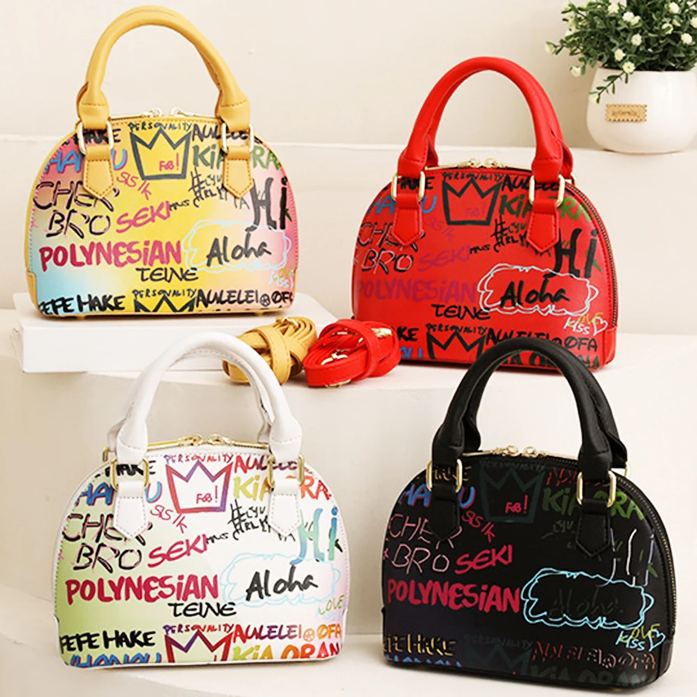 

Brand Studded Graffiti Crossbody Bags for Women Fashion Shell Shape Shoulder Bag Women Luxury Designer Handbag 2022 High Quality