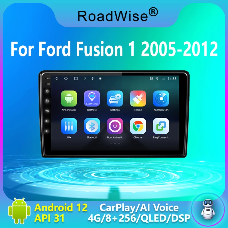 

Roadwise 8+256 Android 12 Car Radio For Ford Fusion 1 2005 - 2012 Carplay Multimedia 4G Wifi GPS DSP DVD 2 Din Autoradio Stereo