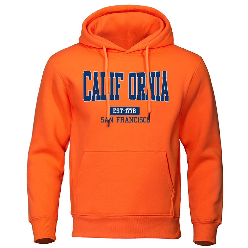 

California Est.1776 San Francisco Letter Hoodie man Street Hip Hop Clothes Soft Sweatshirt Oversized Couple Hooded man