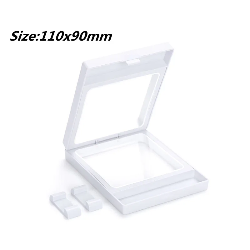 

110*90MM PET Membrane Jewelry Ring Pendant Display Stand Holder Bague Packaging Box Protect Jewelery Floating Presentation Case