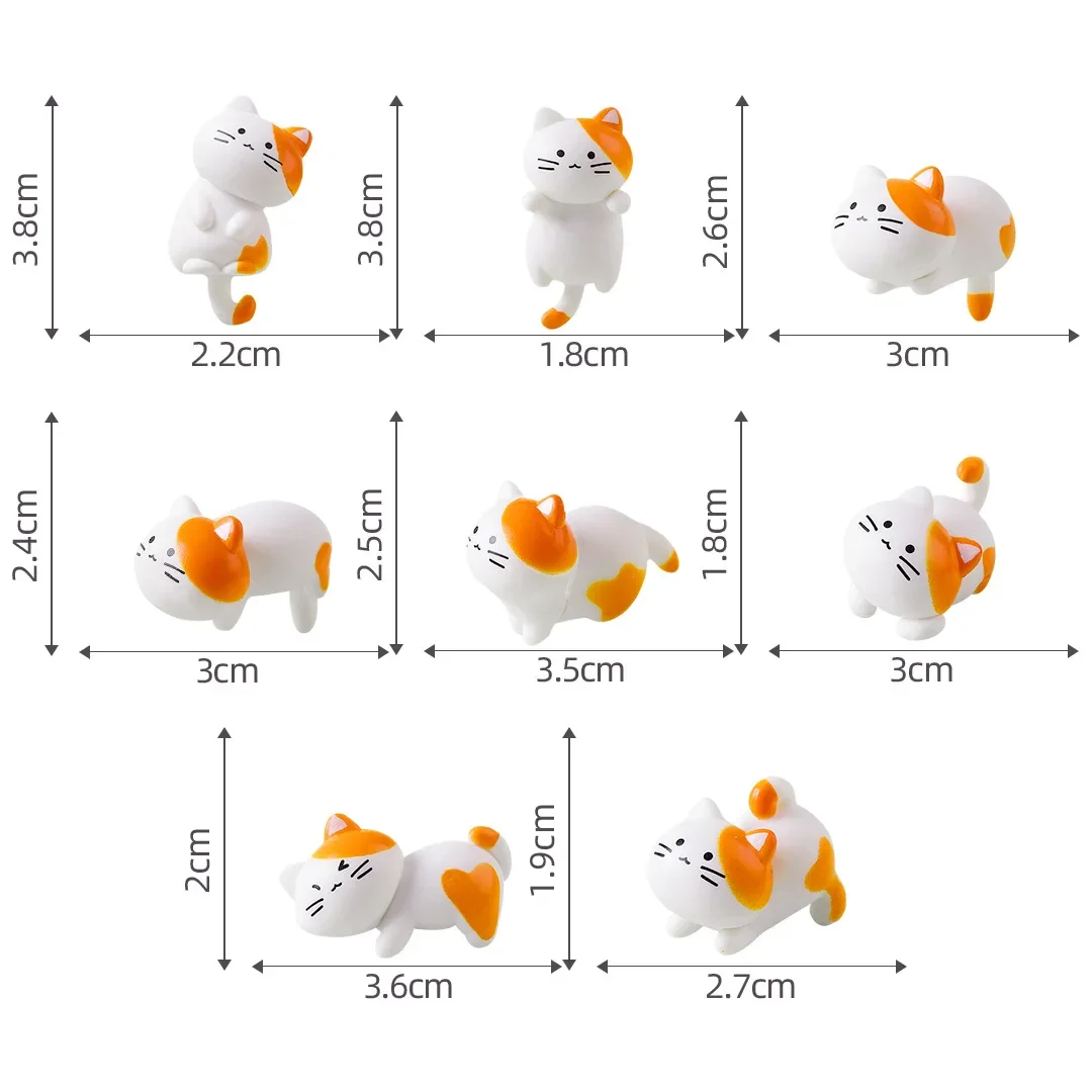 8 шт. смешанные мини-смола милый кот котенок автомобильные миниатюры украшения