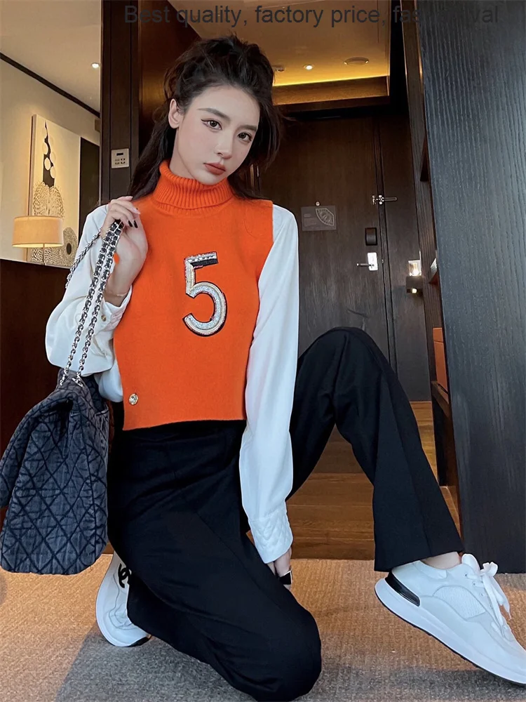 

Высококачественный роскошный брендовый жилет 2023 зимний модный универсальный шерстяной свитер куртка без рукавов Женская Бесплатная доста...