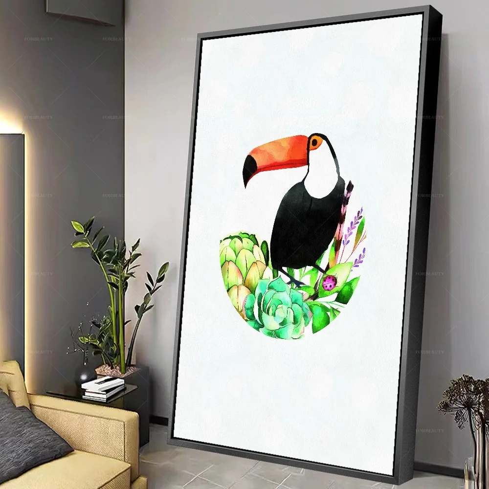 

Forbeauty Картина на холсте с изображением оранжевого рта и птицы, водостойкая и Солнцезащитная Настенная картина маслом для украшения отеля