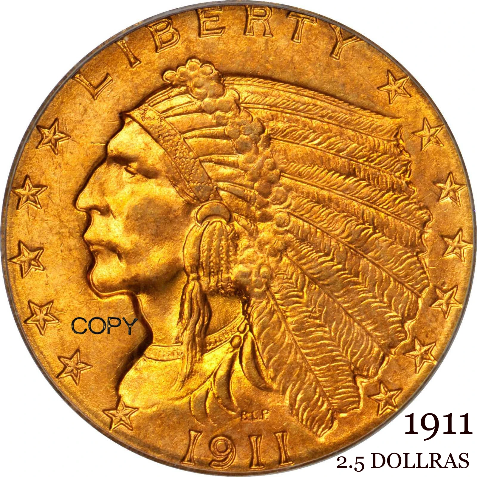 Фото Соединенные Штаты Америки 1911 2,5 2 доллара США Свобода Орл США Золотая зерна латунные металлические копировальные монеты №1