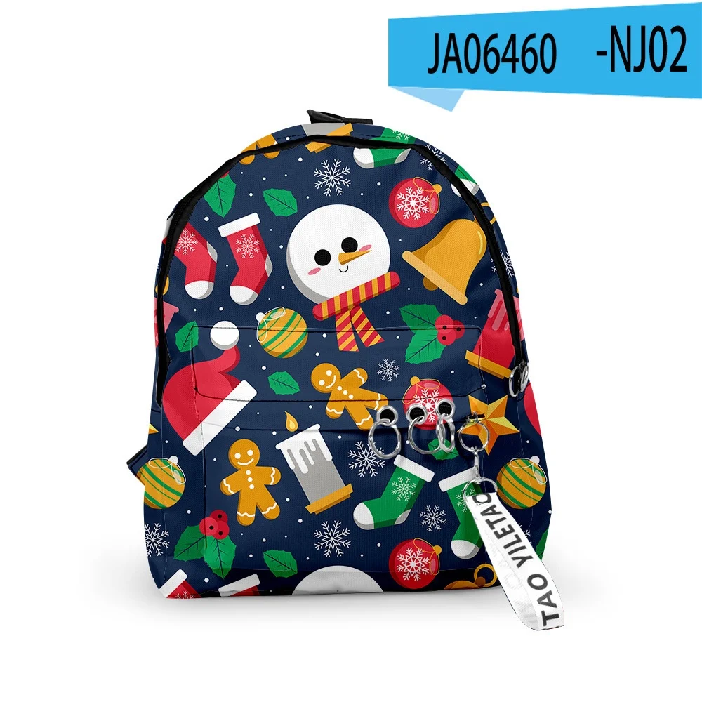 Christmas Children Casual Fashion Small Backpacks New Girl Boy Students Cute Xmas Schoolbags with Key Chain for Gift All-match