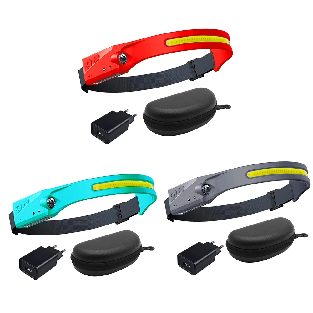 

200LM Wide Anlge Headlamp USB Rechargeable Waterproof Headlight Full Vision COB LED Induction Flashlight Work Light Head Torch